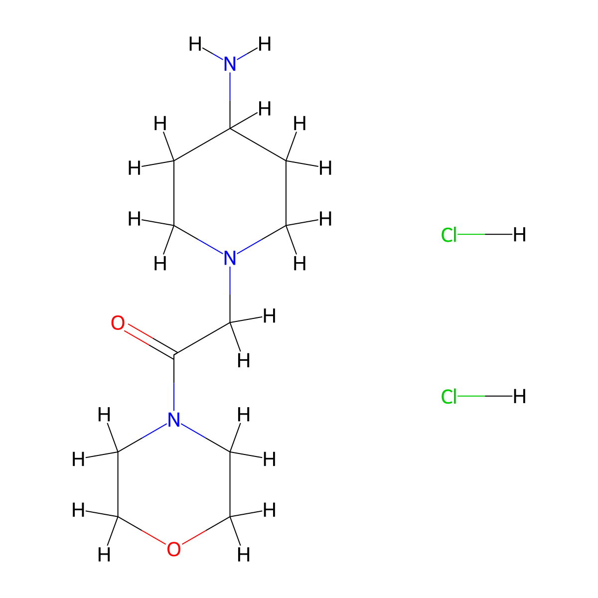 2-(4-Aminopiperidin-1-yl)-1-(morpholin-4-yl)ethan-1-one dihydrochloride molecular structure, CAS 1332528-52-5