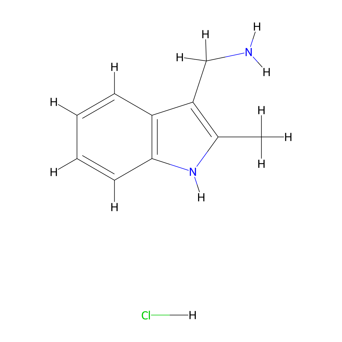 (2-methyl-1H-indol-3-yl)methanamine hydrochloride molecular structure, CAS 1332528-55-8