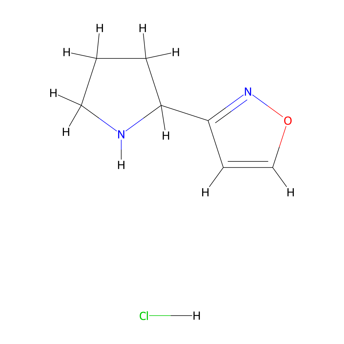 3-Pyrrolidin-2-ylisoxazole hydrochloride molecular structure, CAS 1332528-62-7