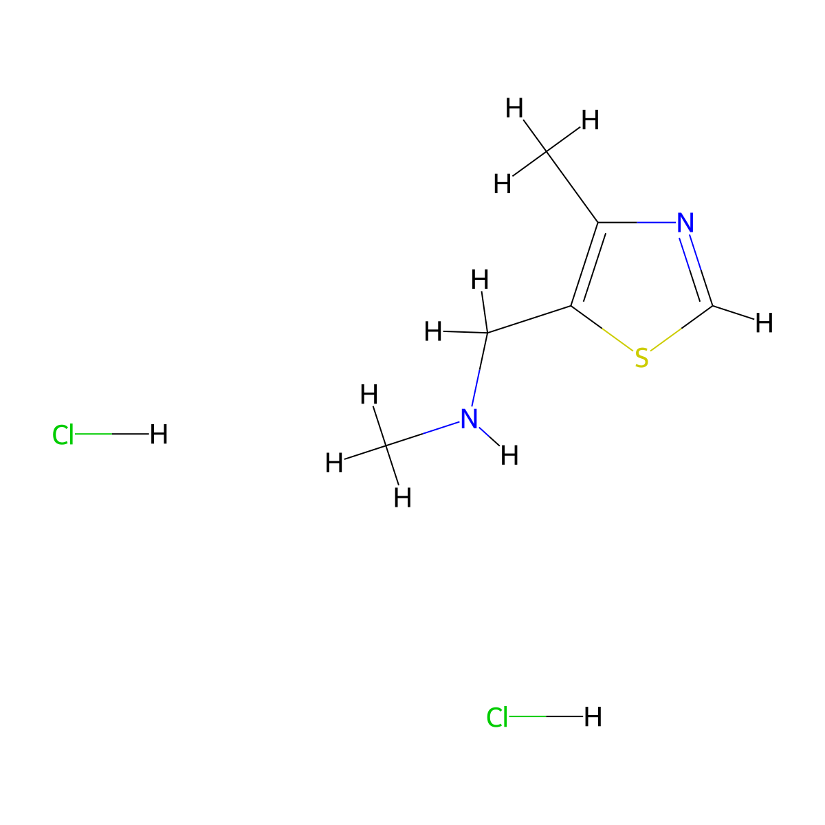 Methyl[(4-methyl-1,3-thiazol-5-yl)methyl]amine dihydrochloride molecular structure, CAS 1332528-67-2