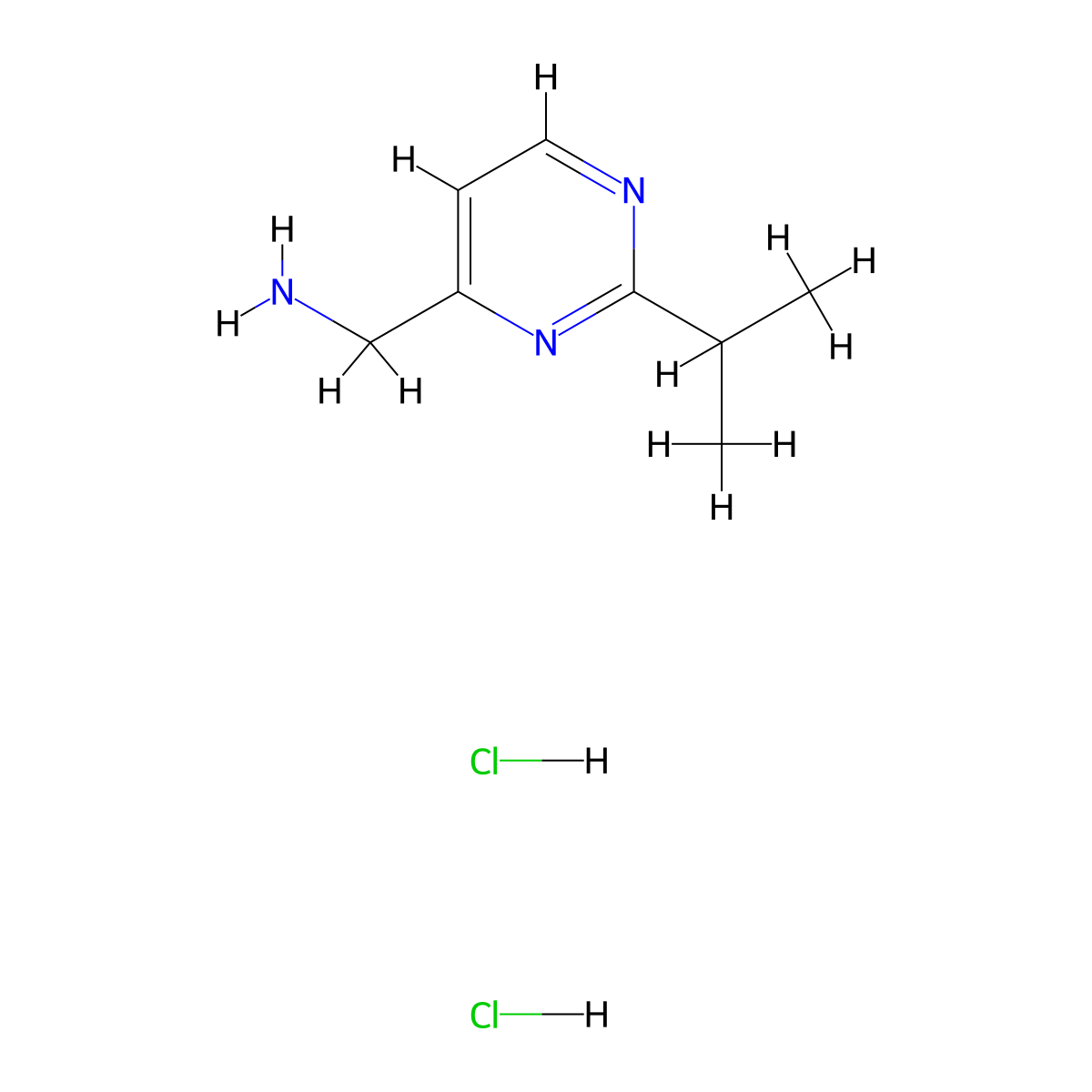 (2-Isopropylpyrimidin-4-yl)methanamine dihydrochloride molecular structure, CAS 1332528-73-0