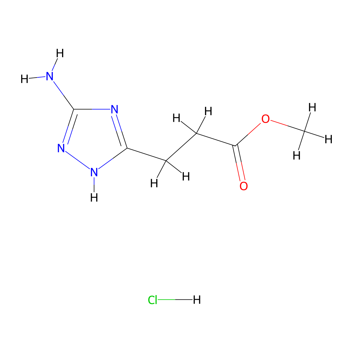 Methyl 3-(3-amino-1H-1,2,4-triazol-5-yl)propanoate hydrochloride molecular structure, CAS 1332528-76-3