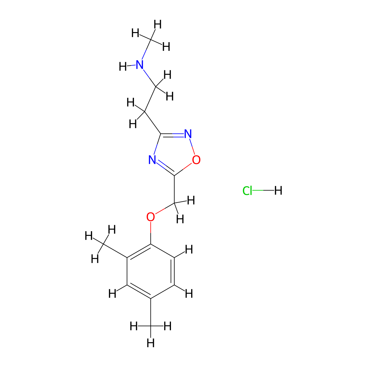 (2-{5-[(2,4-Dimethylphenoxy)methyl]-1,2,4-oxadiazol-3-yl}ethyl)methylamine hydrochloride molecular structure, CAS 1332528-83-2