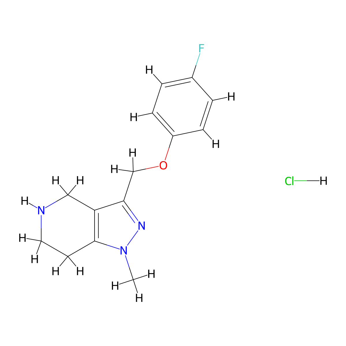 3-[(4-fluorophenoxy)methyl]-1-methyl-4,5,6,7-tetrahydro-1H-pyrazolo[4,3-c]pyridine hydrochloride molecular structure, CAS 1332528-86-5