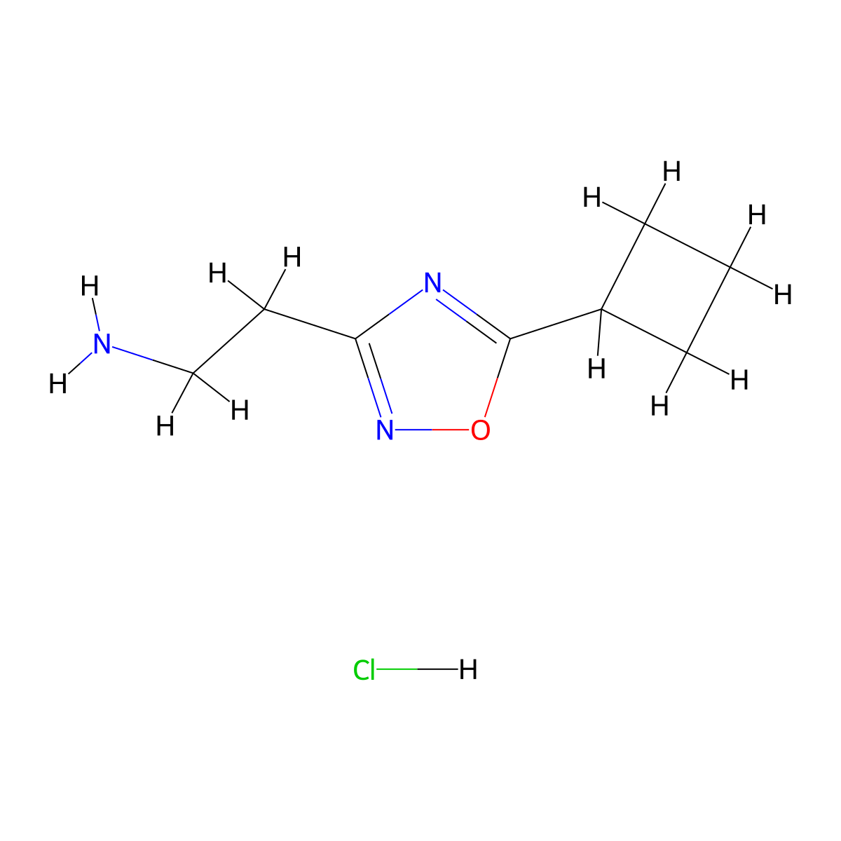 [2-(5-Cyclobutyl-1,2,4-oxadiazol-3-YL)ethyl]amine hydrochloride molecular structure, CAS 1332528-90-1