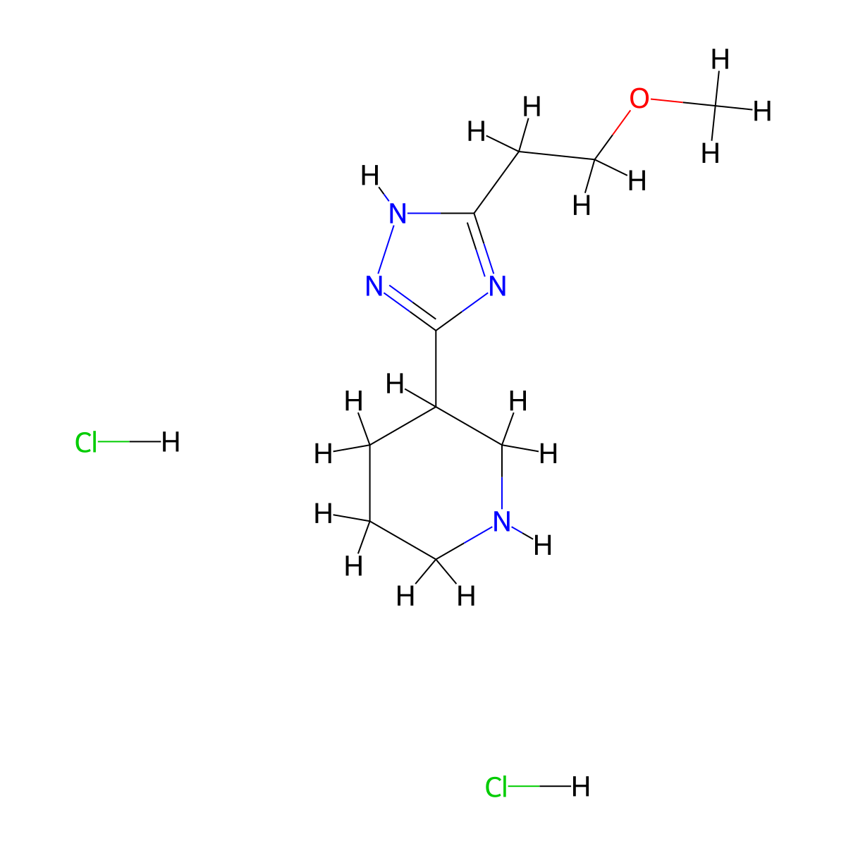3-[5-(2-methoxyethyl)-4H-1,2,4-triazol-3-yl]piperidine dihydrochloride molecular structure, CAS 1332528-91-2
