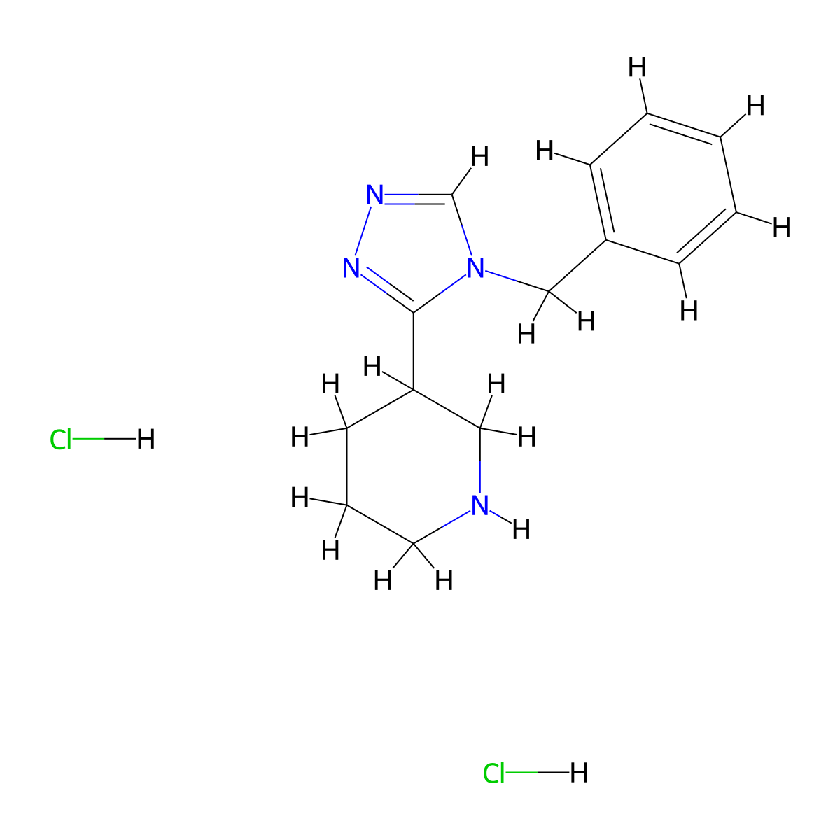 3-(4-benzyl-4H-1,2,4-triazol-3-yl)piperidine dihydrochloride molecular structure, CAS 1332528-92-3