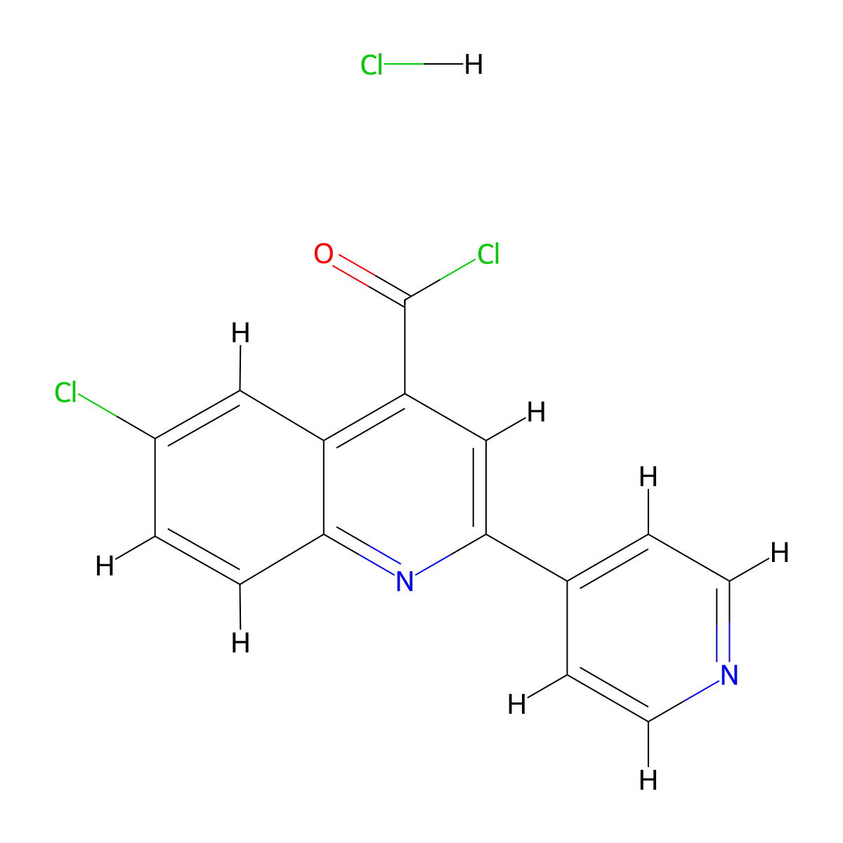 6-Chloro-2-(pyridin-4-yl)quinoline-4-carbonyl chloride hydrochloride molecular structure, CAS 1332529-00-6