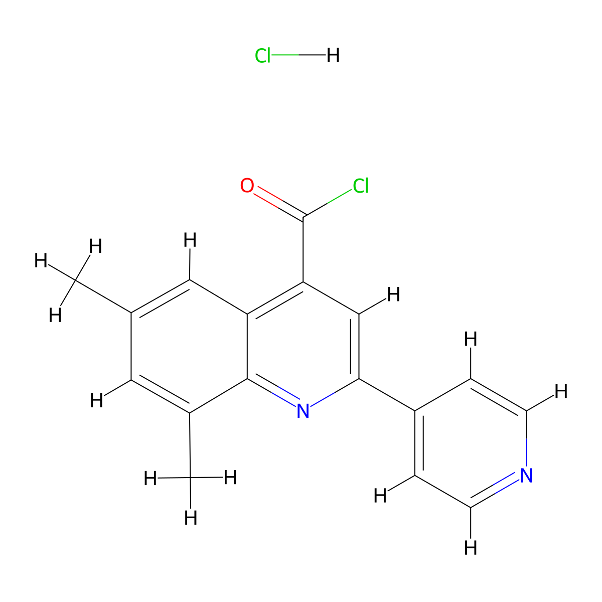 6,8-Dimethyl-2-(pyridin-4-yl)quinoline-4-carbonyl chloride hydrochloride molecular structure, CAS 1332529-02-8