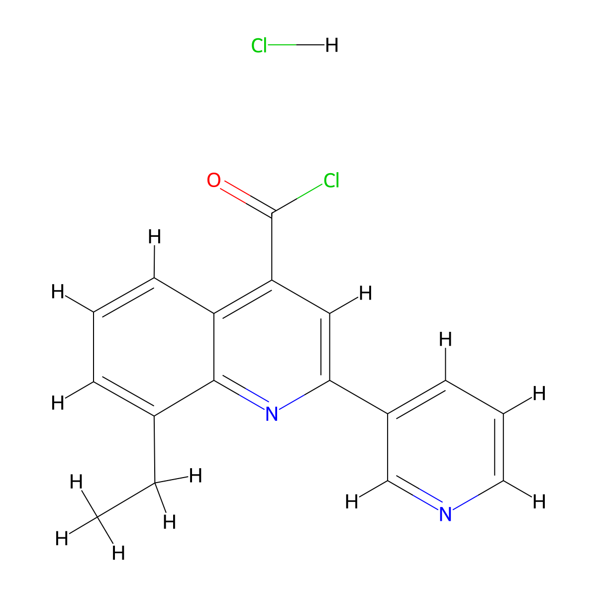 8-Ethyl-2-(pyridin-3-yl)quinoline-4-carbonyl chloride hydrochloride molecular structure, CAS 1332529-04-0