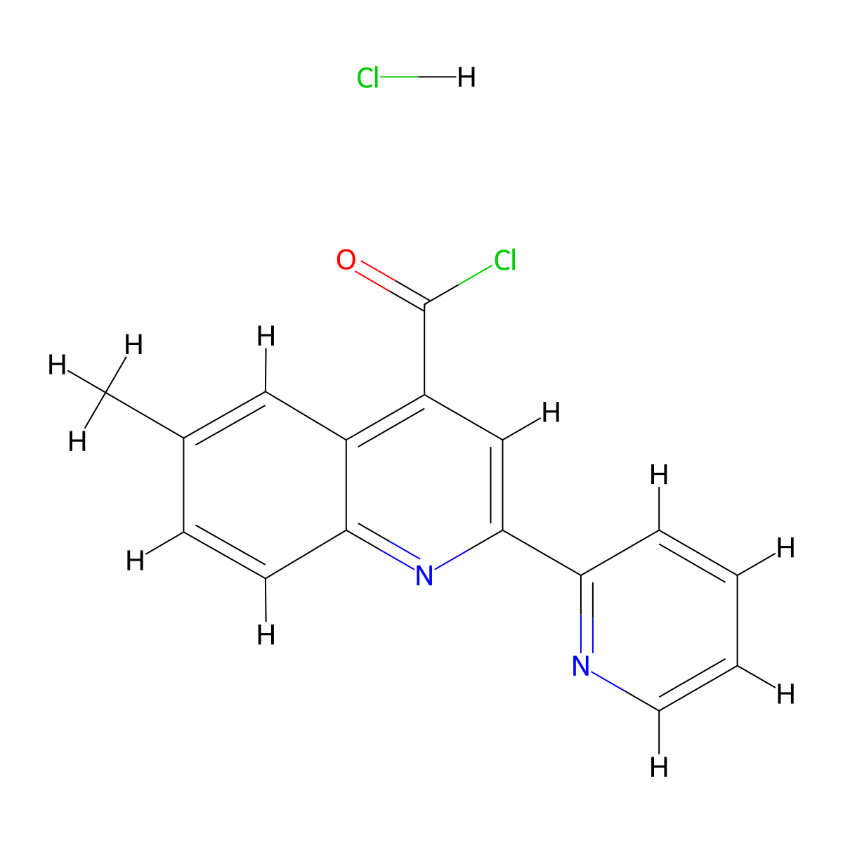 6-Methyl-2-(pyridin-2-yl)quinoline-4-carbonyl chloride hydrochloride molecular structure, CAS 1332529-05-1