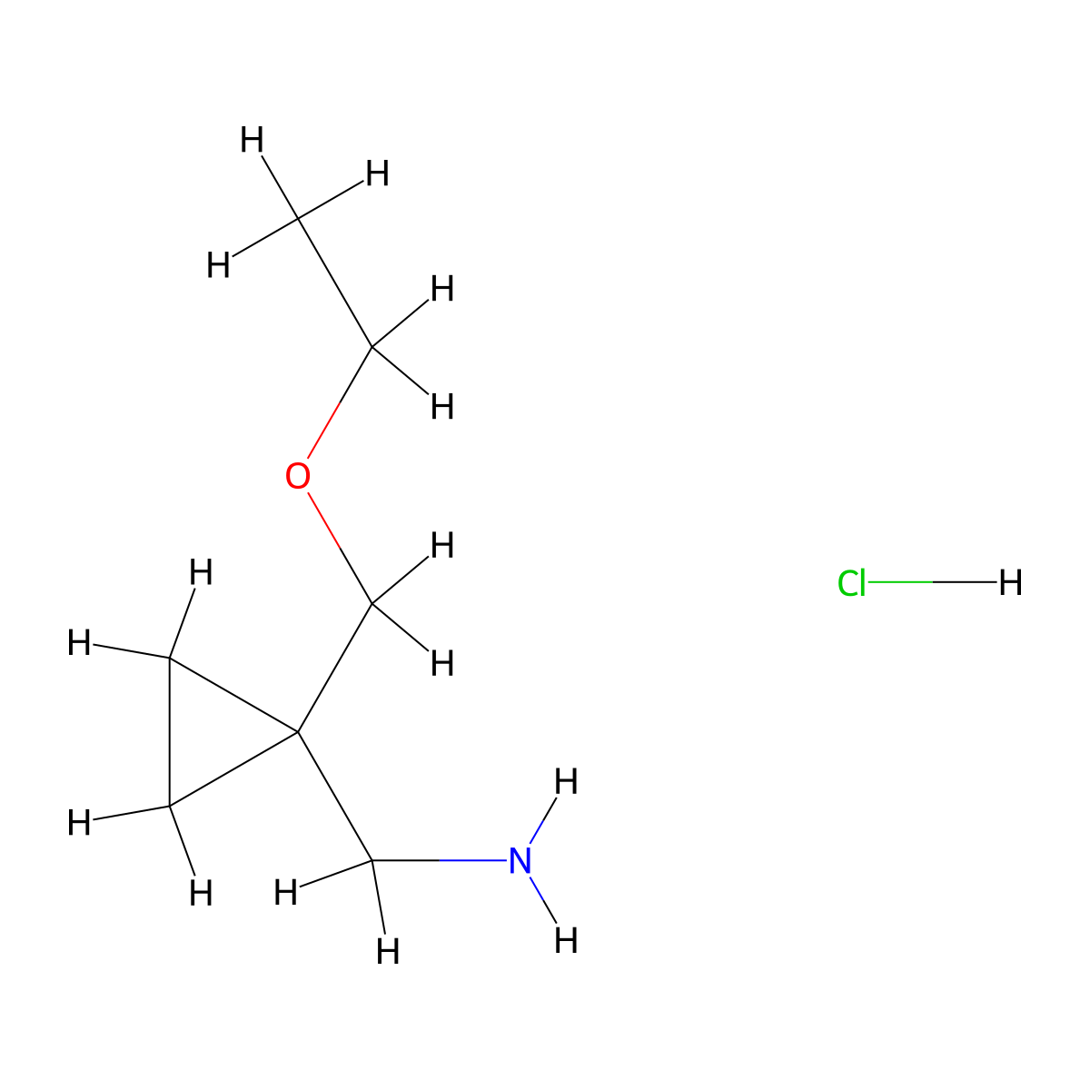{[1-(Ethoxymethyl)cyclopropyl]methyl}amine hydrochloride molecular structure, CAS 1332529-10-8
