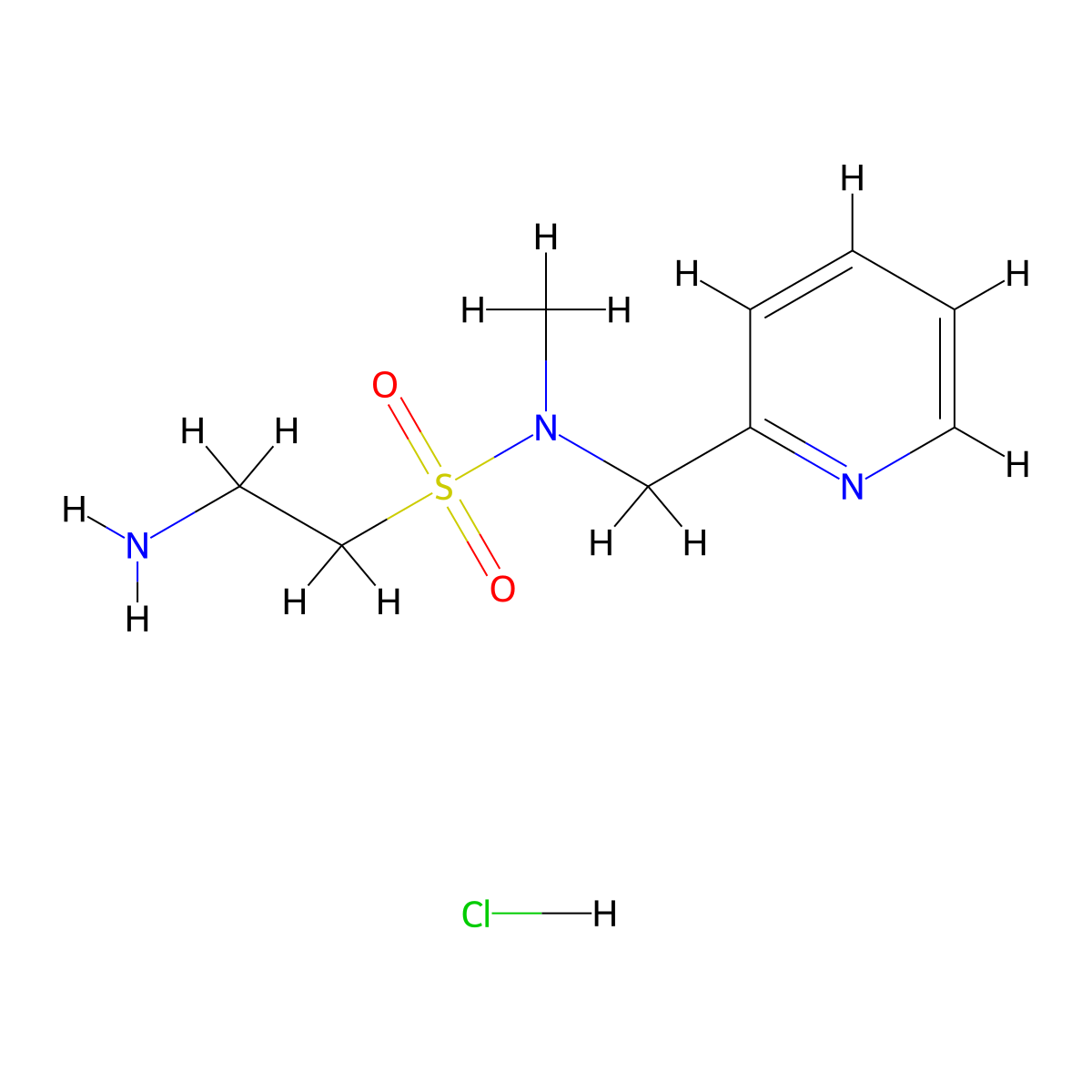 2-amino-N-methyl-N-(pyridin-2-ylmethyl)ethanesulfonamide hydrochloride molecular structure, CAS 1332529-15-3