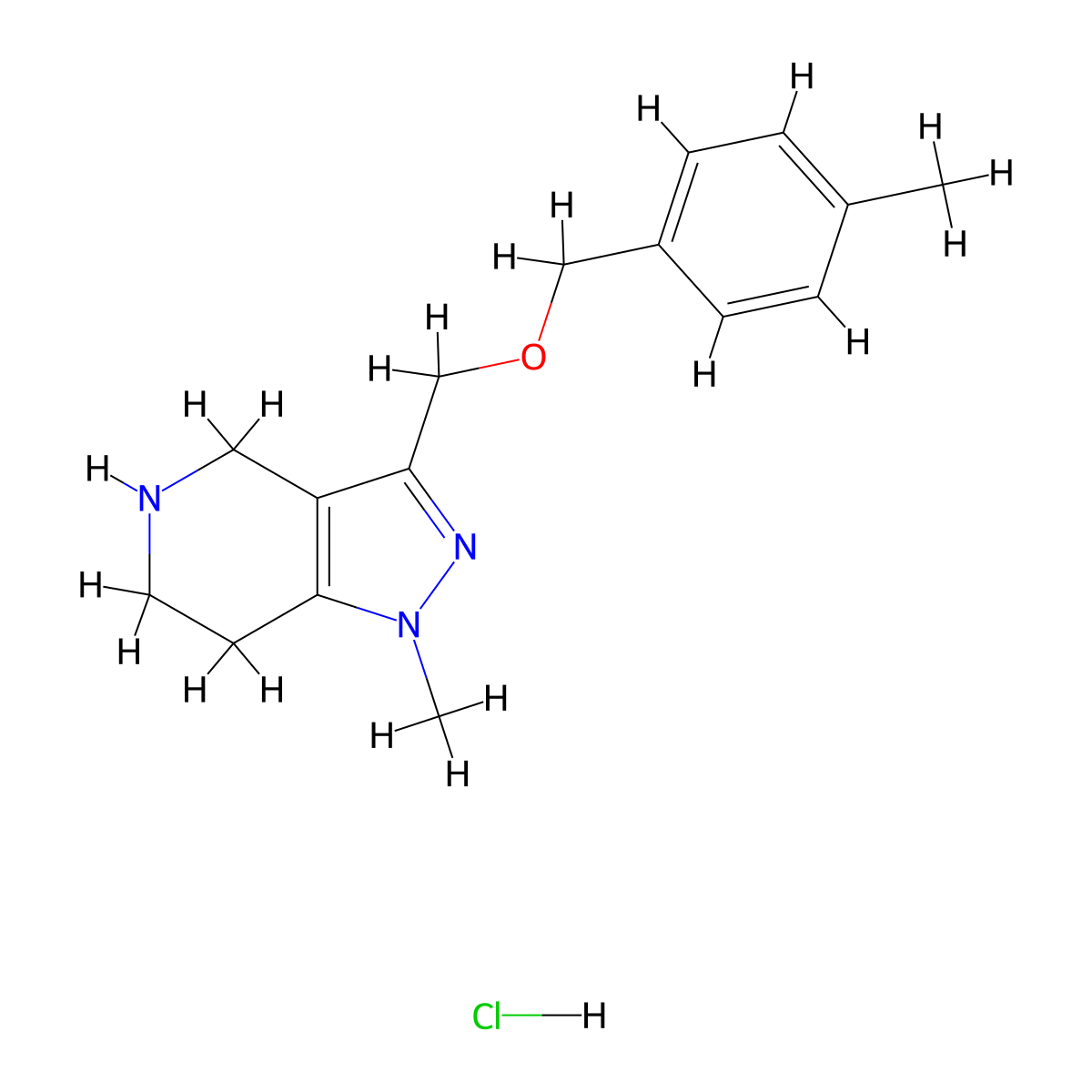 1-methyl-3-{[(4-methylbenzyl)oxy]methyl}-4,5,6,7-tetrahydro-1H-pyrazolo[4,3-c]pyridine hydrochloride molecular structure, CAS 1332529-18-6