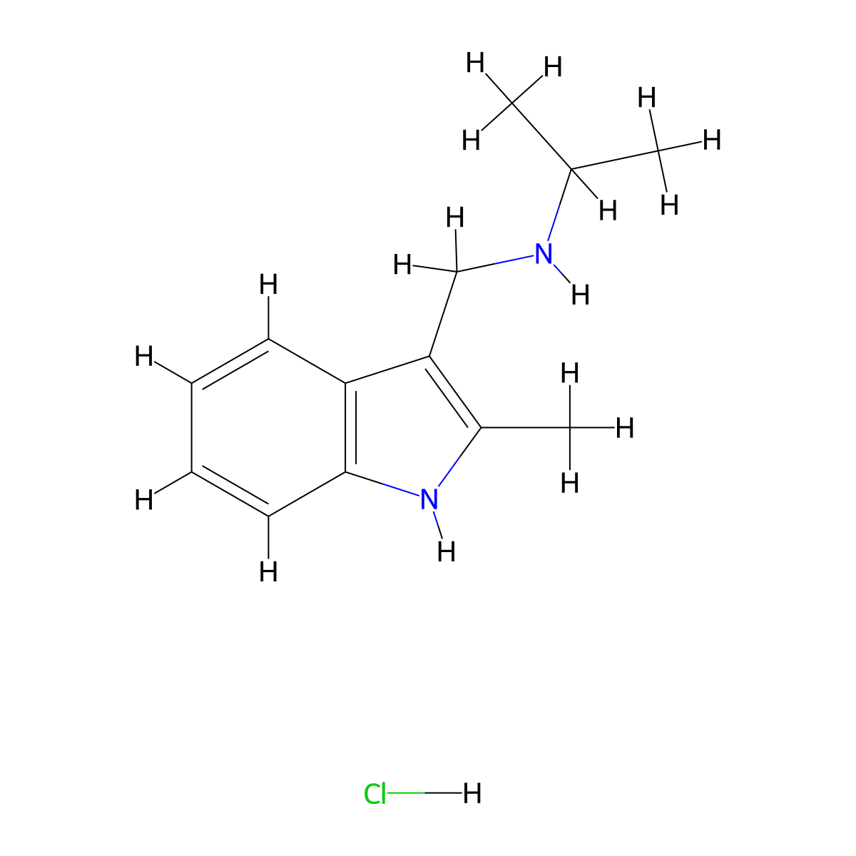 N-((2-Methyl-1H-indol-3-yl)methyl)propan-2-amine hydrochloride molecular structure, CAS 1332529-32-4