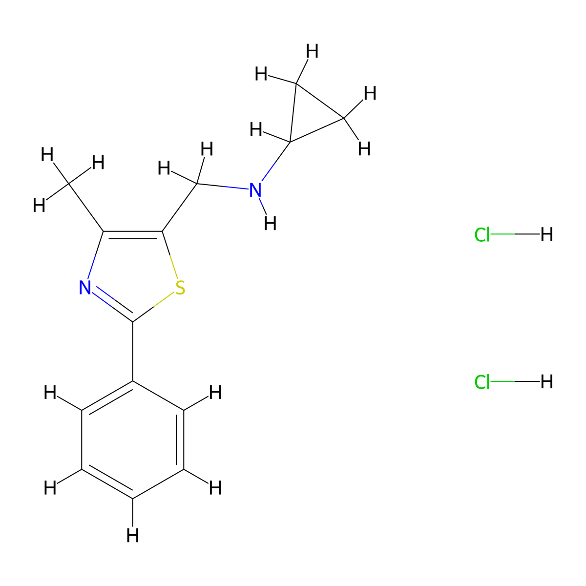 N-[(4-Methyl-2-phenyl-1,3-thiazol-5-yl)methyl]-cyclopropanamine dihydrochloride molecular structure, CAS 1332529-42-6