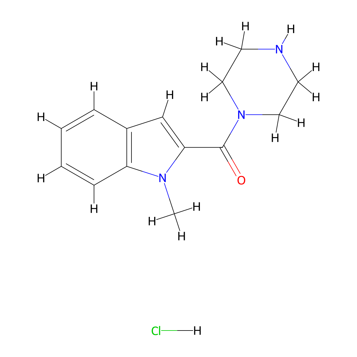 1-methyl-2-(piperazin-1-ylcarbonyl)-1H-indole hydrochloride molecular structure, CAS 1332529-47-1