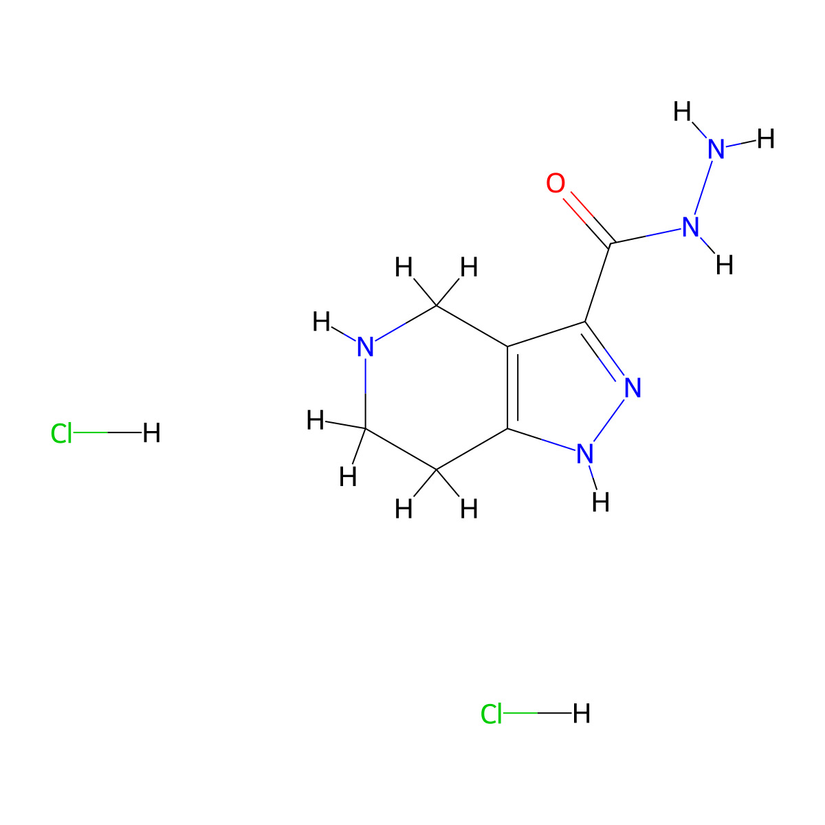 4,5,6,7-tetrahydro-1H-pyrazolo[4,3-c]pyridine-3-carbohydrazide dihydrochloride molecular structure, CAS 1332529-50-6