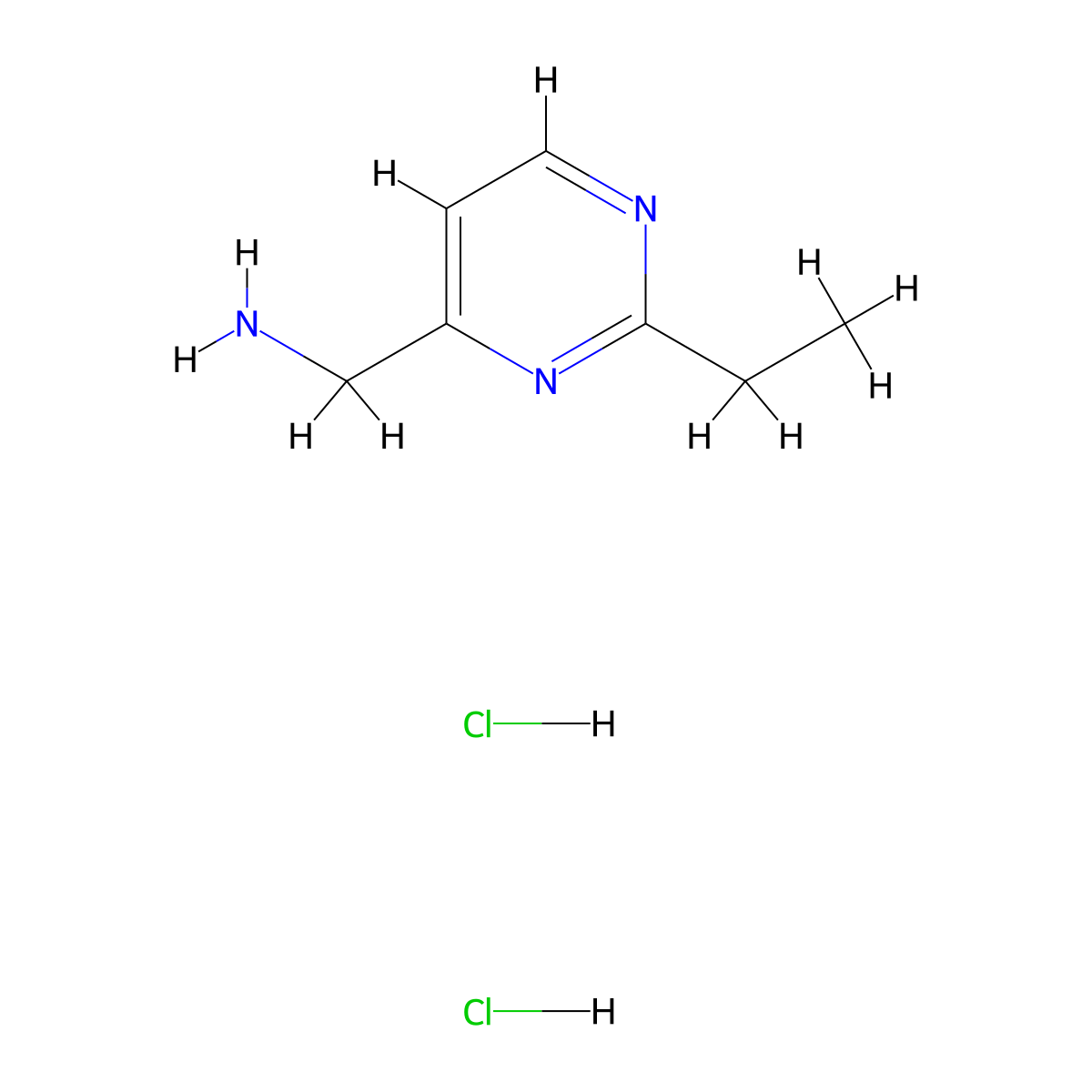[(2-Ethylpyrimidin-4-yl)methyl]amine dihydrochloride molecular structure, CAS 1332529-51-7