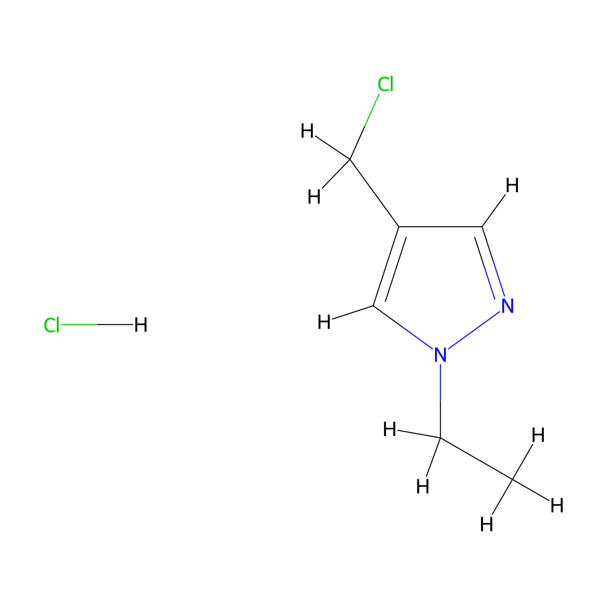 4-(Chloromethyl)-1-ethyl-1H-pyrazole hydrochloride molecular structure, CAS 1332529-52-8