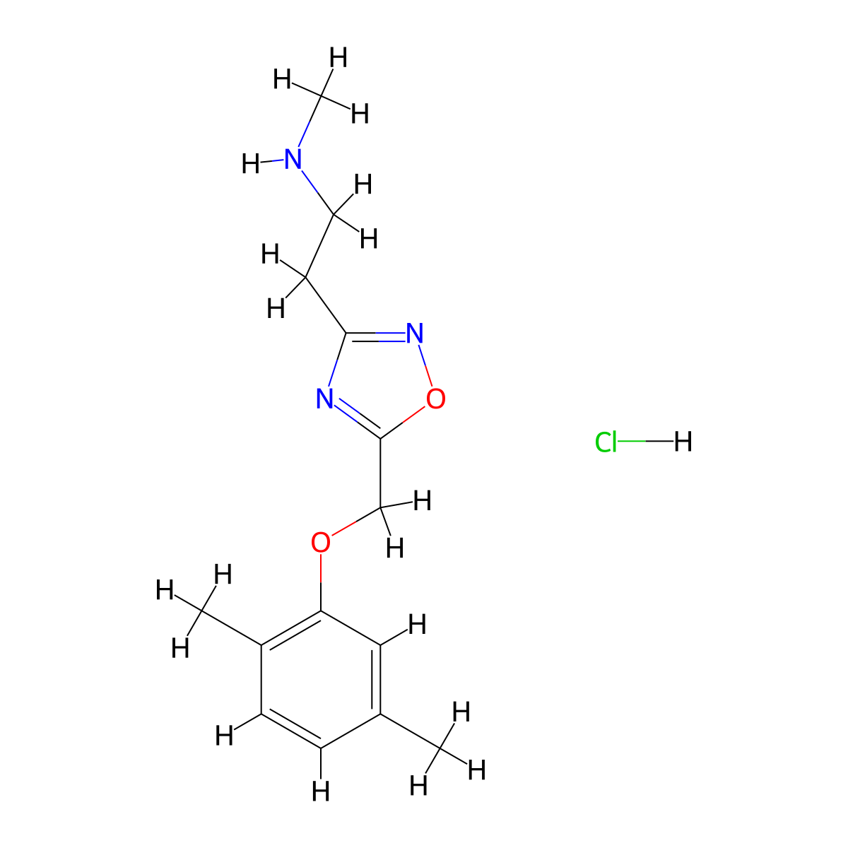 (2-{5-[(2,5-Dimethylphenoxy)methyl]-1,2,4-oxadiazol-3-yl}ethyl)methylamine hydrochloride molecular structure, CAS 1332529-58-4