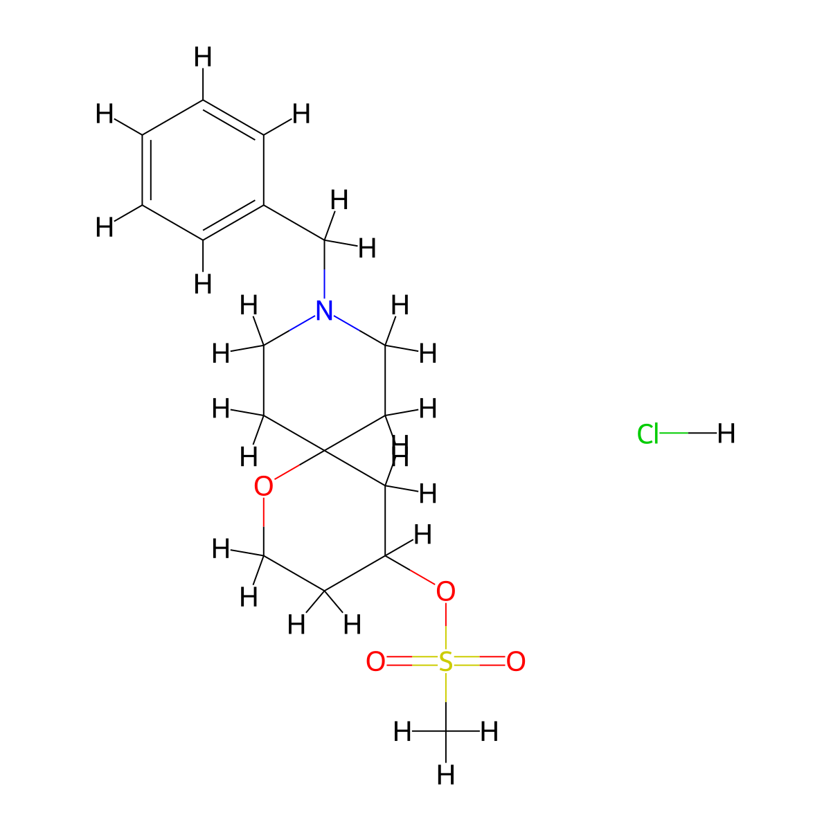 9-Benzyl-1-oxa-9-azaspiro[5.5]undecan-4-yl methanesulfonate hydrochloride molecular structure, CAS 1332529-68-6