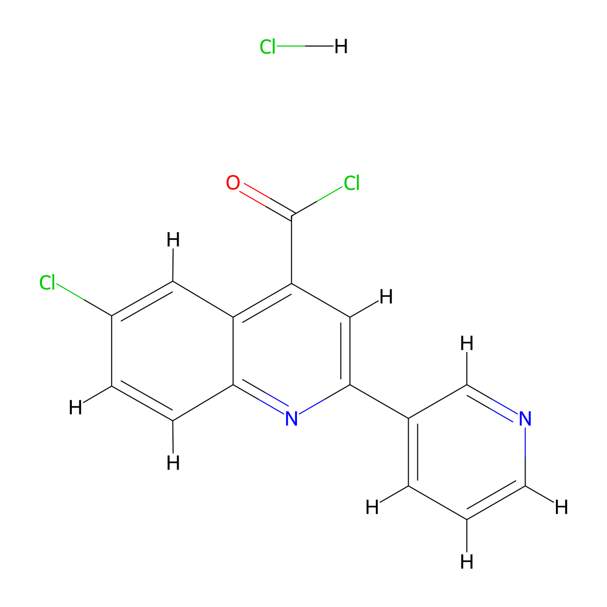 6-Chloro-2-(pyridin-3-yl)quinoline-4-carbonyl chloride hydrochloride molecular structure, CAS 1332529-72-2