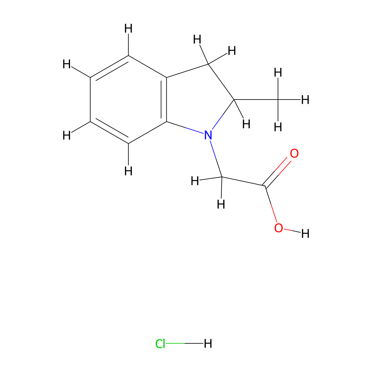 (2-Methyl-2,3-dihydro-1H-indol-1-yl)acetic acid hydrochloride molecular structure, CAS 1332529-76-6