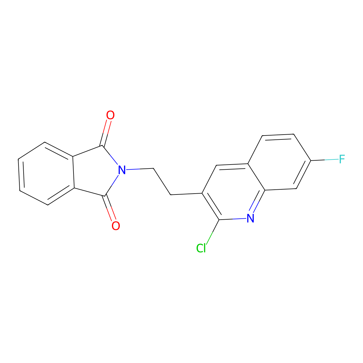 2-[2-(2-chloro-7-fluoroquinolin-3-yl)ethyl]-2,3-dihydro-1H-isoindole-1,3-dione molecular structure, CAS 1332529-81-3