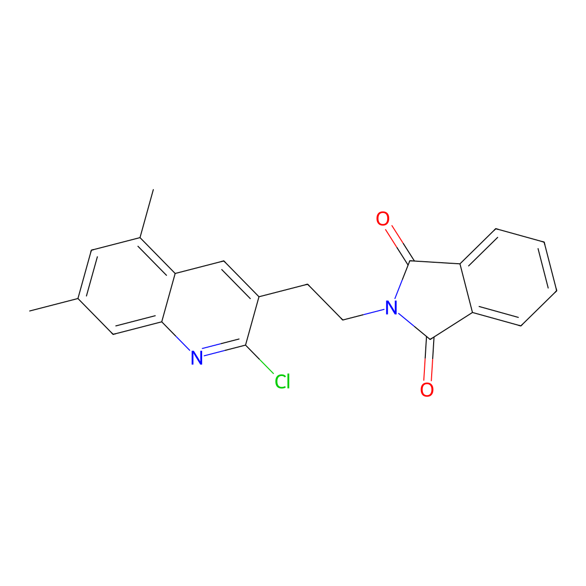 2-[2-(2-chloro-5,7-dimethylquinolin-3-yl)ethyl]-2,3-dihydro-1H-isoindole-1,3-dione molecular structure, CAS 1332529-87-9