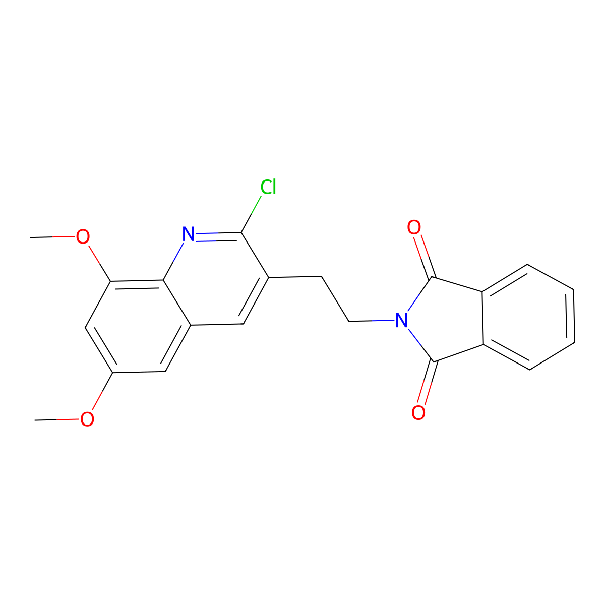 2-[2-(2-chloro-6,8-dimethoxyquinolin-3-yl)ethyl]-2,3-dihydro-1H-isoindole-1,3-dione molecular structure, CAS 1332529-89-1