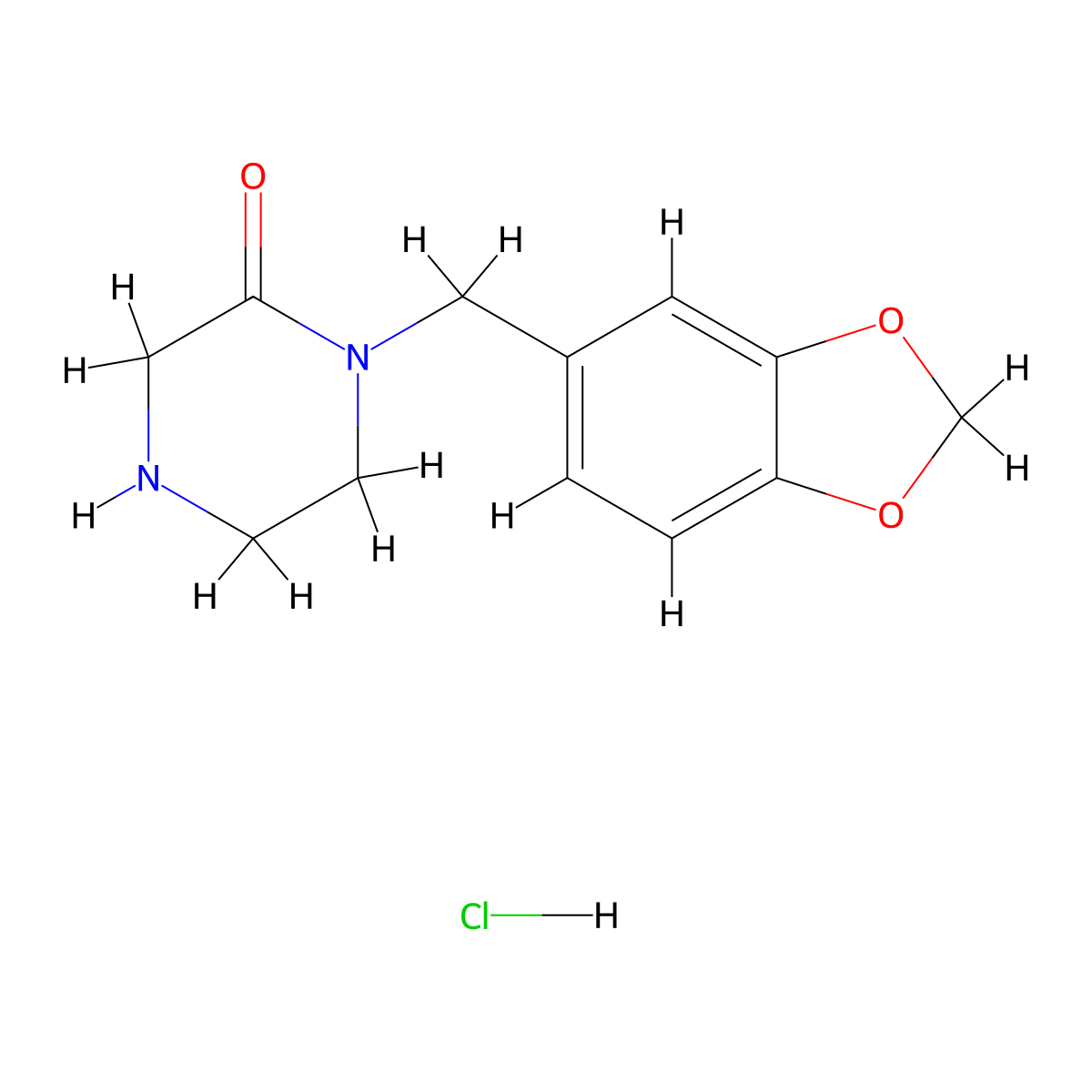 1-(1,3-Benzodioxol-5-ylmethyl)-2-piperazinone hydrochloride molecular structure, CAS 1332530-01-4