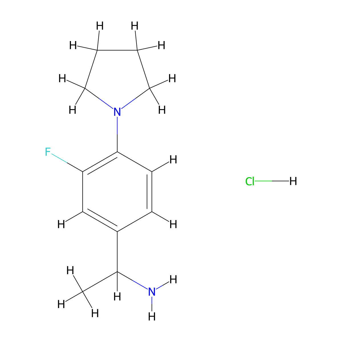 [1-(3-Fluoro-4-pyrrolidin-1-ylphenyl)ethyl]aminehydrochloride molecular structure, CAS 1332530-09-2