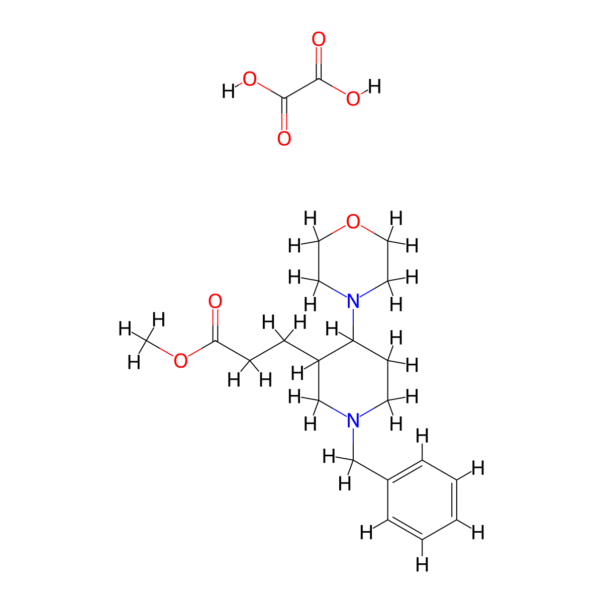 Methyl 3-(1-benzyl-4-morpholin-4-ylpiperidin-3-yl)propanoate oxalate molecular structure, CAS 1332530-13-8