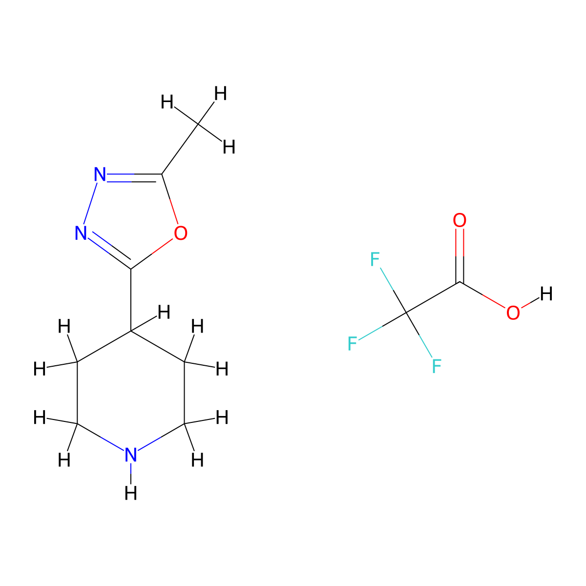 2-Methyl-5-(piperidin-4-yl)-1,3,4-oxadiazole 2,2,2-trifluoroacetate molecular structure, CAS 1332530-14-9