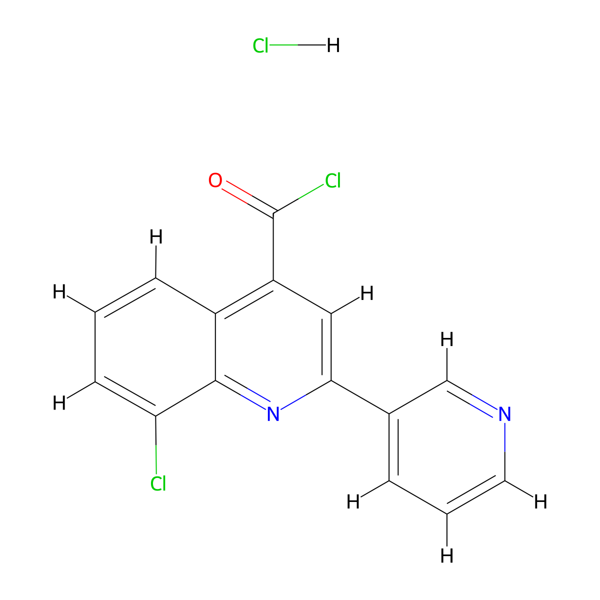 8-Chloro-2-(pyridin-3-yl)quinoline-4-carbonyl chloride hydrochloride molecular structure, CAS 1332530-16-1