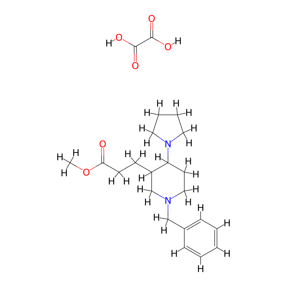 Methyl 3-(1-benzyl-4-pyrrolidin-1-ylpiperidin-3-yl)propanoate oxalate molecular structure, CAS 1332530-18-3