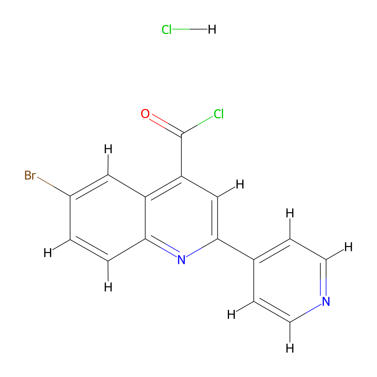 6-Bromo-2-(pyridin-4-yl)quinoline-4-carbonyl chloride hydrochloride molecular structure, CAS 1332530-21-8