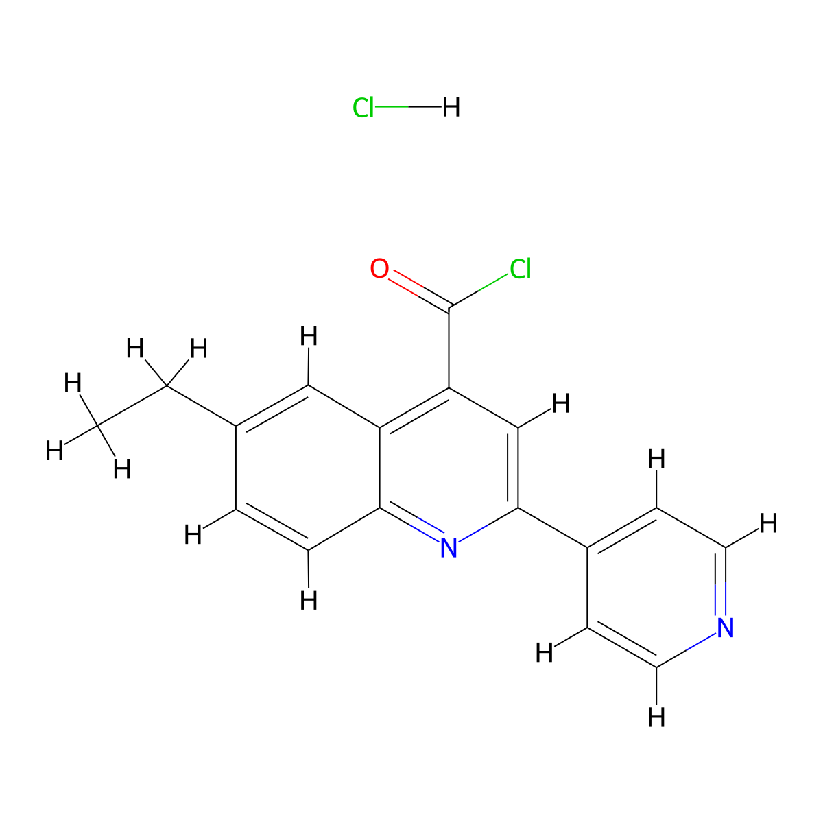 6-Ethyl-2-(pyridin-4-yl)quinoline-4-carbonyl chloride hydrochloride molecular structure, CAS 1332530-22-9