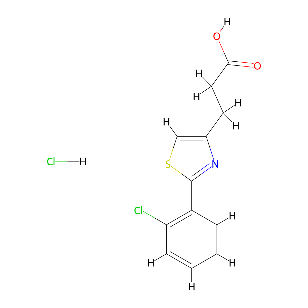 3-(2-(2-Chlorophenyl)thiazol-4-yl)propanoic acid hydrochloride molecular structure, CAS 1332530-24-1
