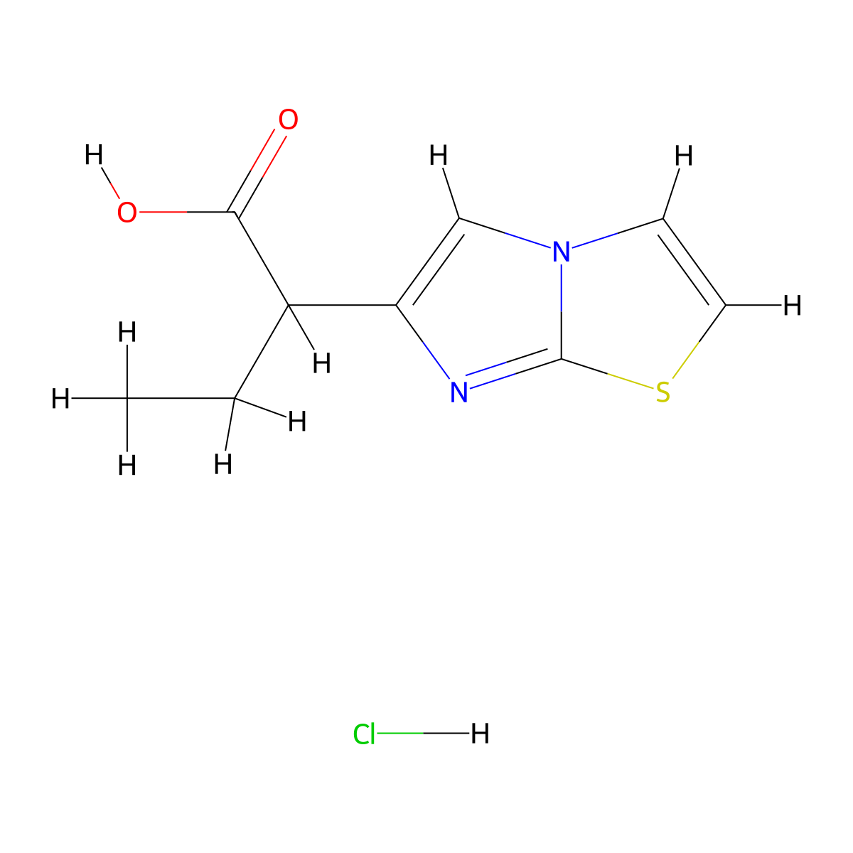 2-Imidazo[2,1-b][1,3]thiazol-6-ylbutanoic acid hydrochloride molecular structure, CAS 1332530-25-2