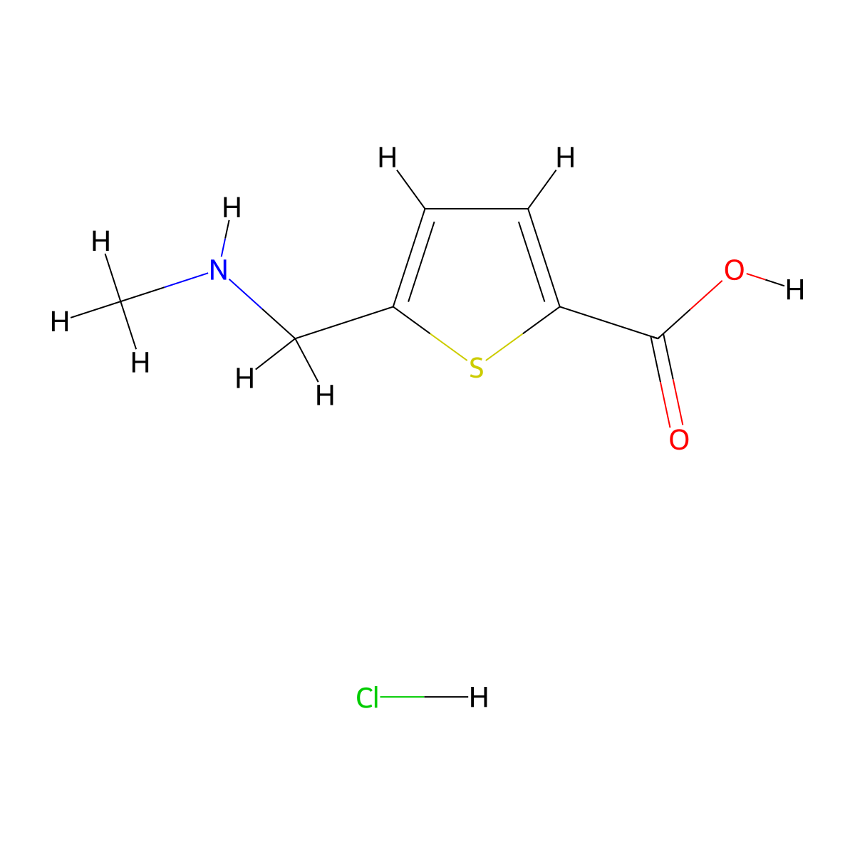 5-[(Methylamino)methyl]thiophene-2-carboxylic acid hydrochloride molecular structure, CAS 1332530-28-5