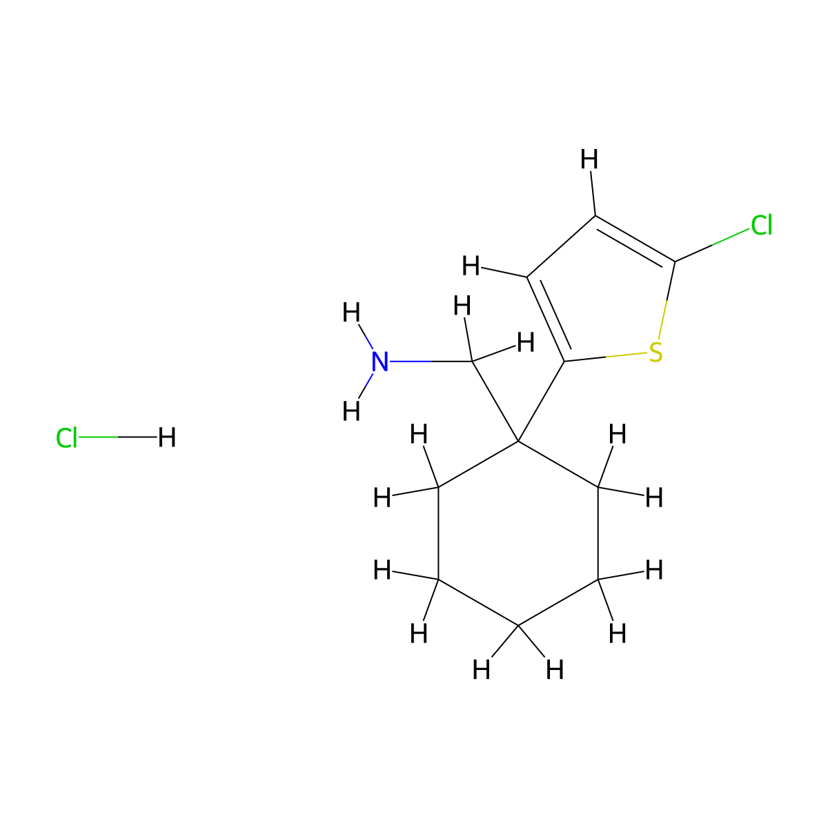 ([1-(5-Chloro-2-thienyl)cyclohexyl]methyl)amine hydrochloride molecular structure, CAS 1332530-29-6
