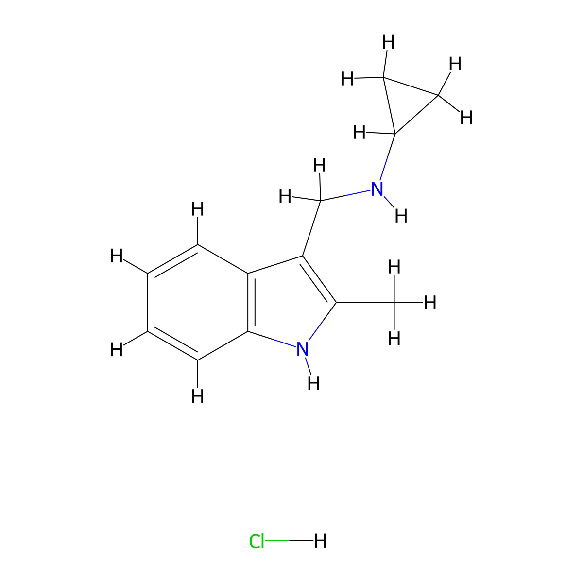 N-((2-Methyl-1H-indol-3-yl)methyl)cyclopropanamine hydrochloride molecular structure, CAS 1332530-30-9