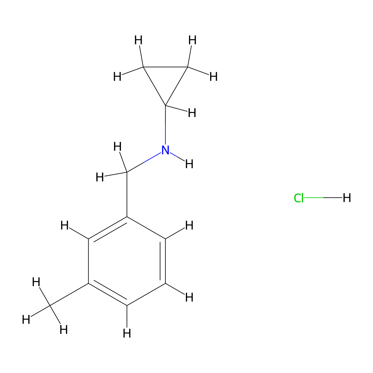 N-(3-methylbenzyl)cyclopropanamine hydrochloride molecular structure, CAS 1332530-32-1