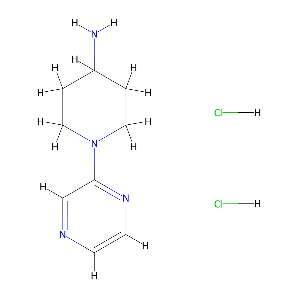 1-(Pyrazin-2-yl)piperidin-4-amine dihydrochloride molecular structure, CAS 1332530-40-1