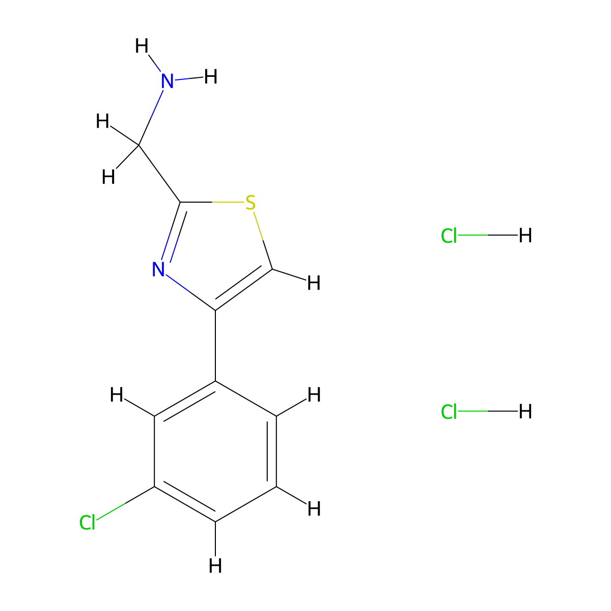 ([4-(3-Chlorophenyl)-1,3-thiazol-2-yl]methyl)amine dihydrochloride molecular structure, CAS 1332530-46-7