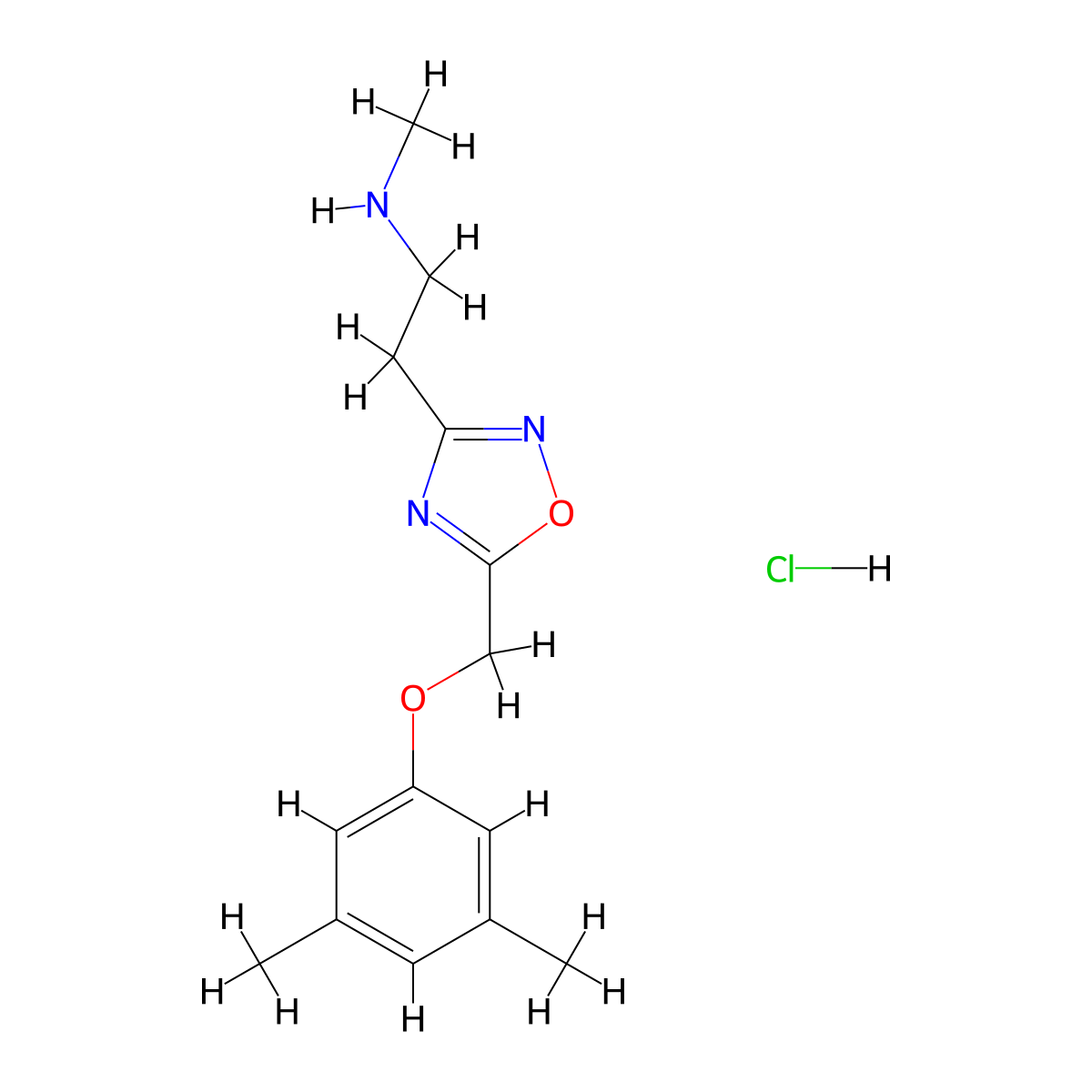 (2-{5-[(3,5-Dimethylphenoxy)methyl]-1,2,4-oxadiazol-3-yl}ethyl)methylamine hydrochloride molecular structure, CAS 1332530-53-6