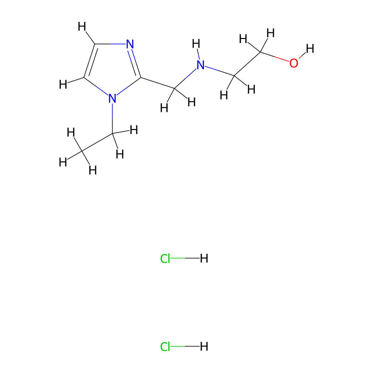 2-{[(1-Ethyl-1H-imidazol-2-yl)methyl]-amino}ethanol dihydrochloride molecular structure, CAS 1332530-59-2