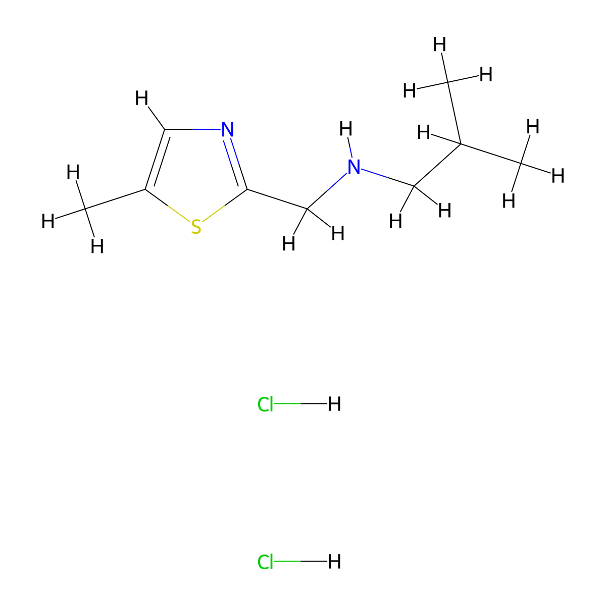 2-Methyl-N-((5-methylthiazol-2-yl)methyl)propan-1-amine dihydrochloride molecular structure, CAS 1332530-60-5